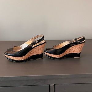 Steve Madden Black Cork Wedges